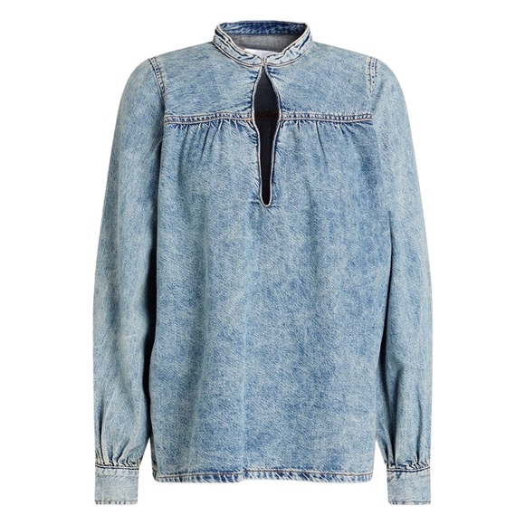 Ganni Light Blue Denim Top - Picture 2 of 5